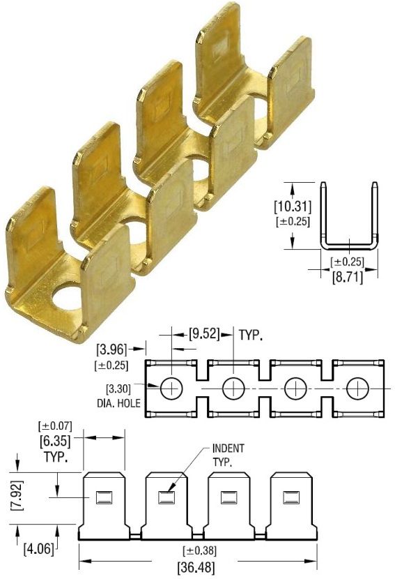 Faston Macho Multiple contactos 6.35mm 8 contactos